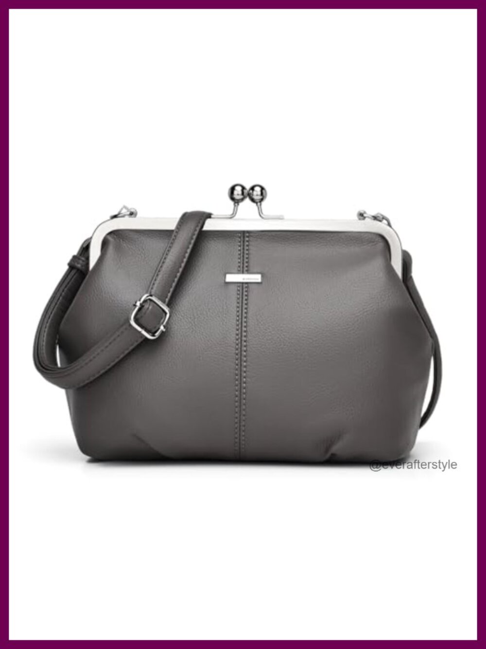 Slouchy PU Leather Kiss Lock Crossbody Bag Hobo Shoulder Purse